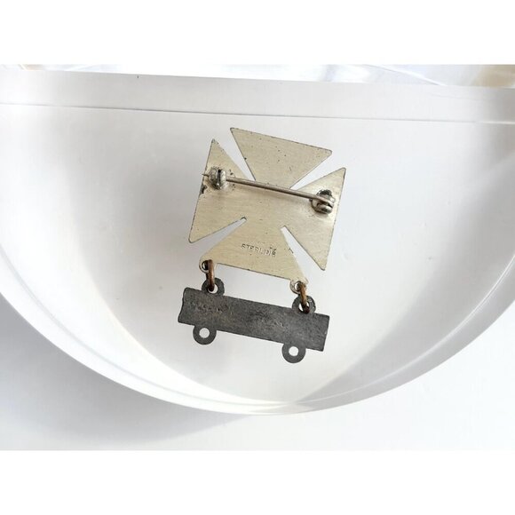 Sterling U.S. Army Carbine Marksman Badge Charm Silver Iron Cross Brooch Pin - Picture 2 of 9